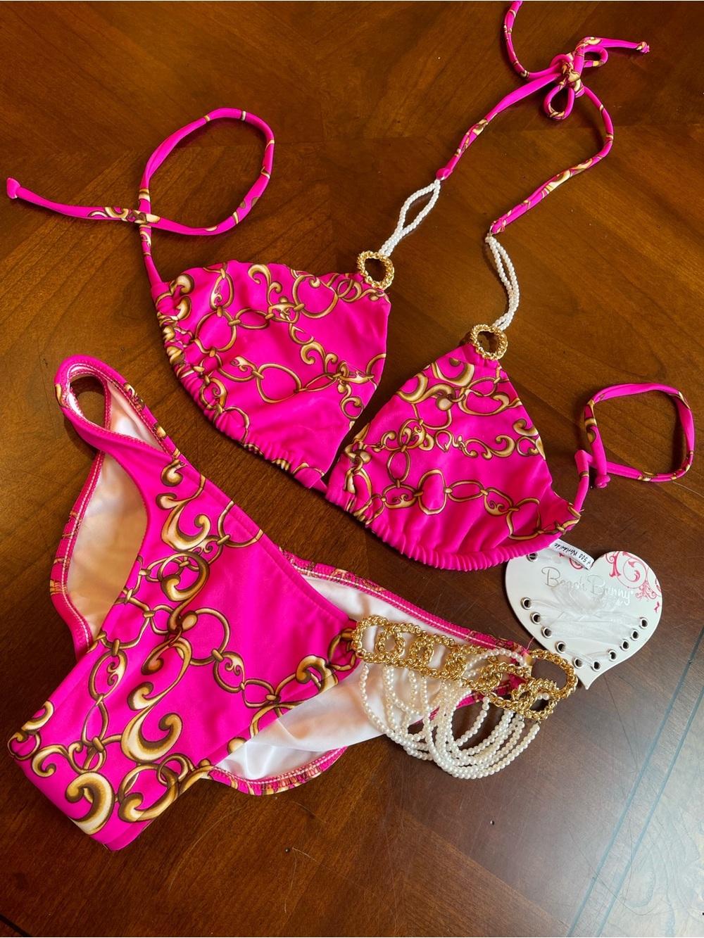 Brand NWT and liner beach bunny collectible RARE bikini bejeweled L set!!! - Picture 12 of 13